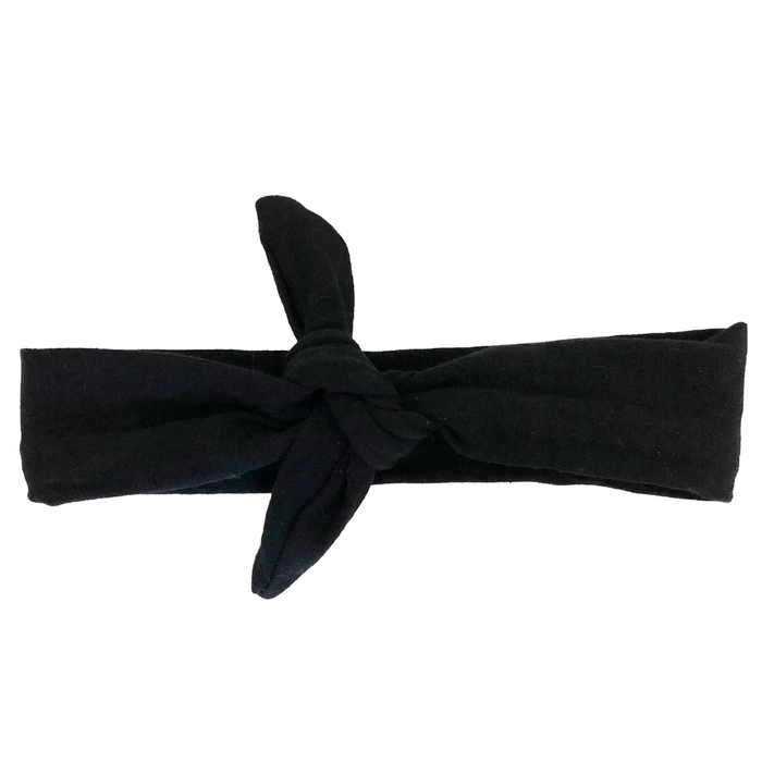 Headbands of Hope - Black Solid Knotted