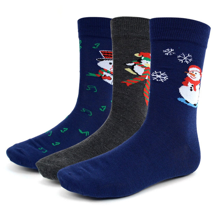 3 Pair Pack Men's Christmas Snowman Crew Socks