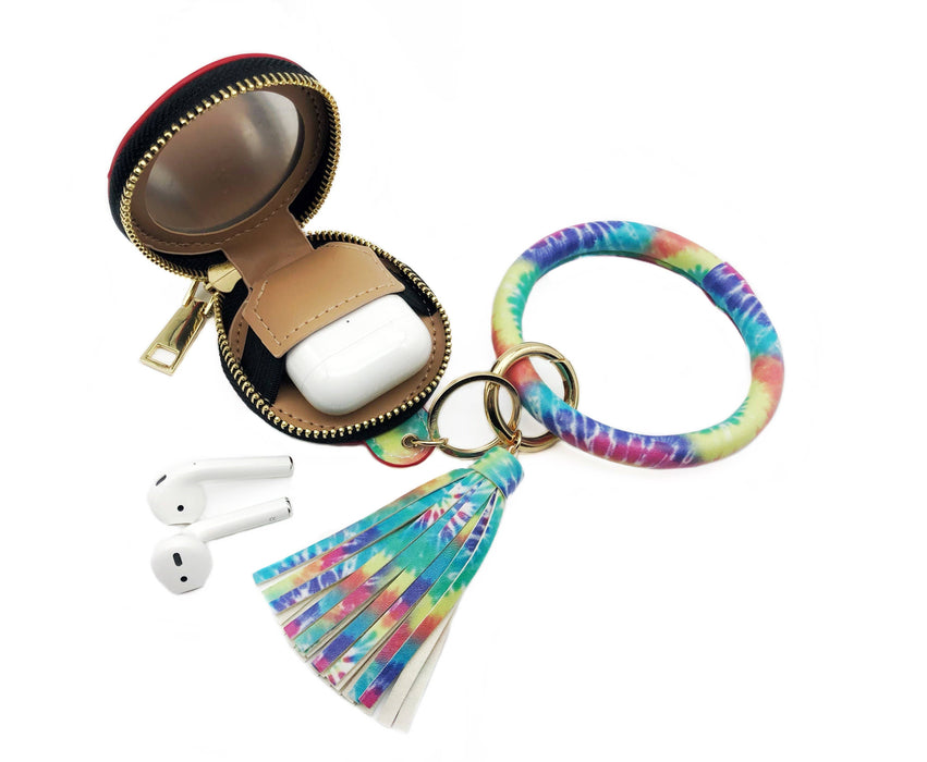 Turquoise Tie Dye Airpod Bangle Keychain by Mavi Bandz
